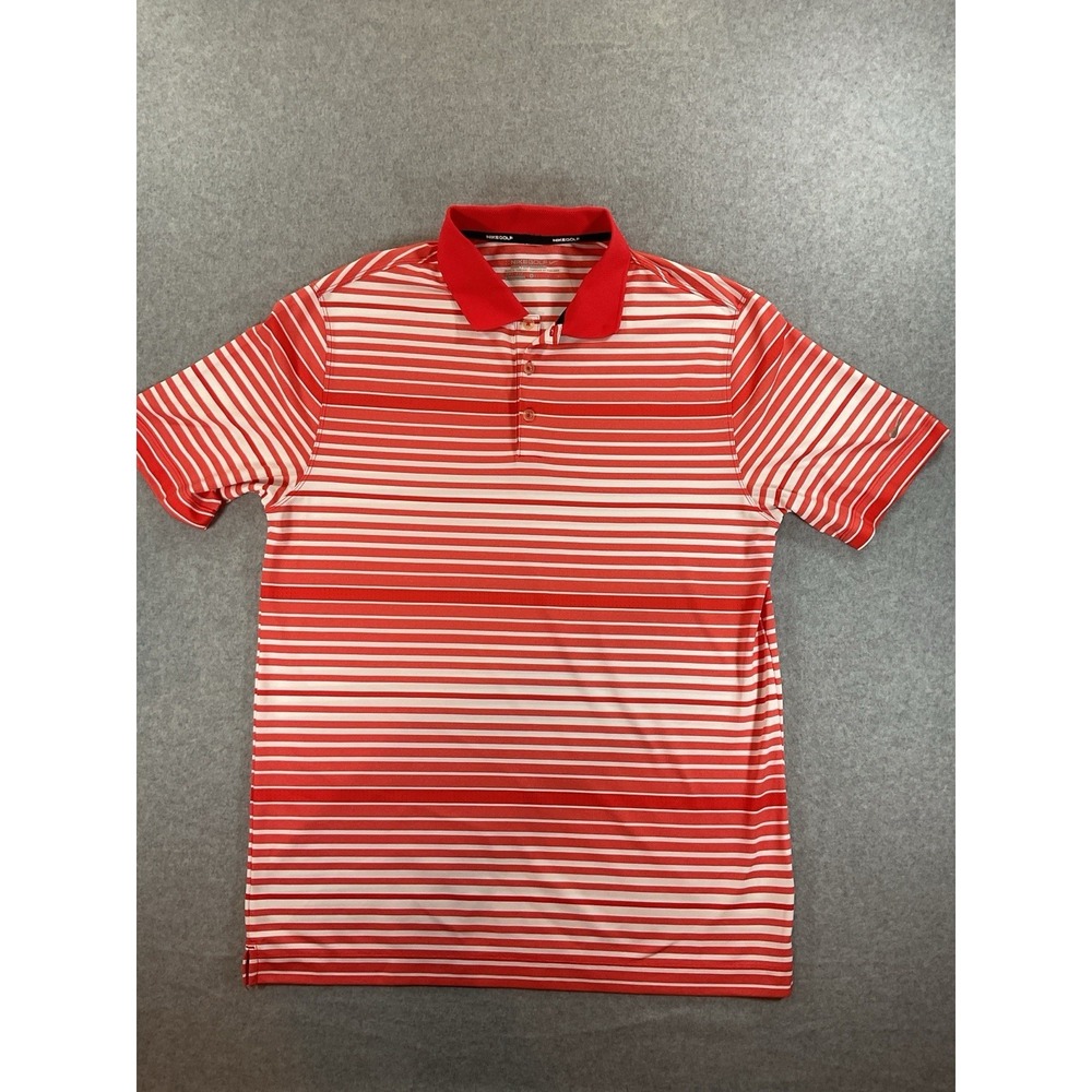 Nike Golf Tour Performance Dri-FIT Striped Polo Shirt Red White 585824-619 L 153